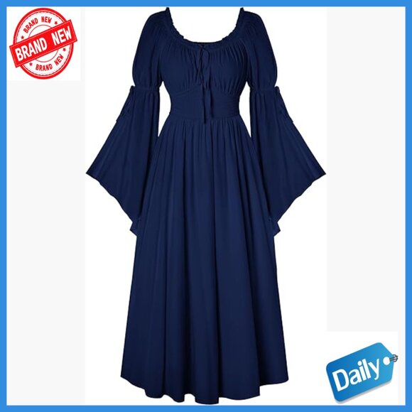 Dresses & Skirts - Medieval Renaissance Dress Long Bell Sleeve A-Line Maxi Pull On